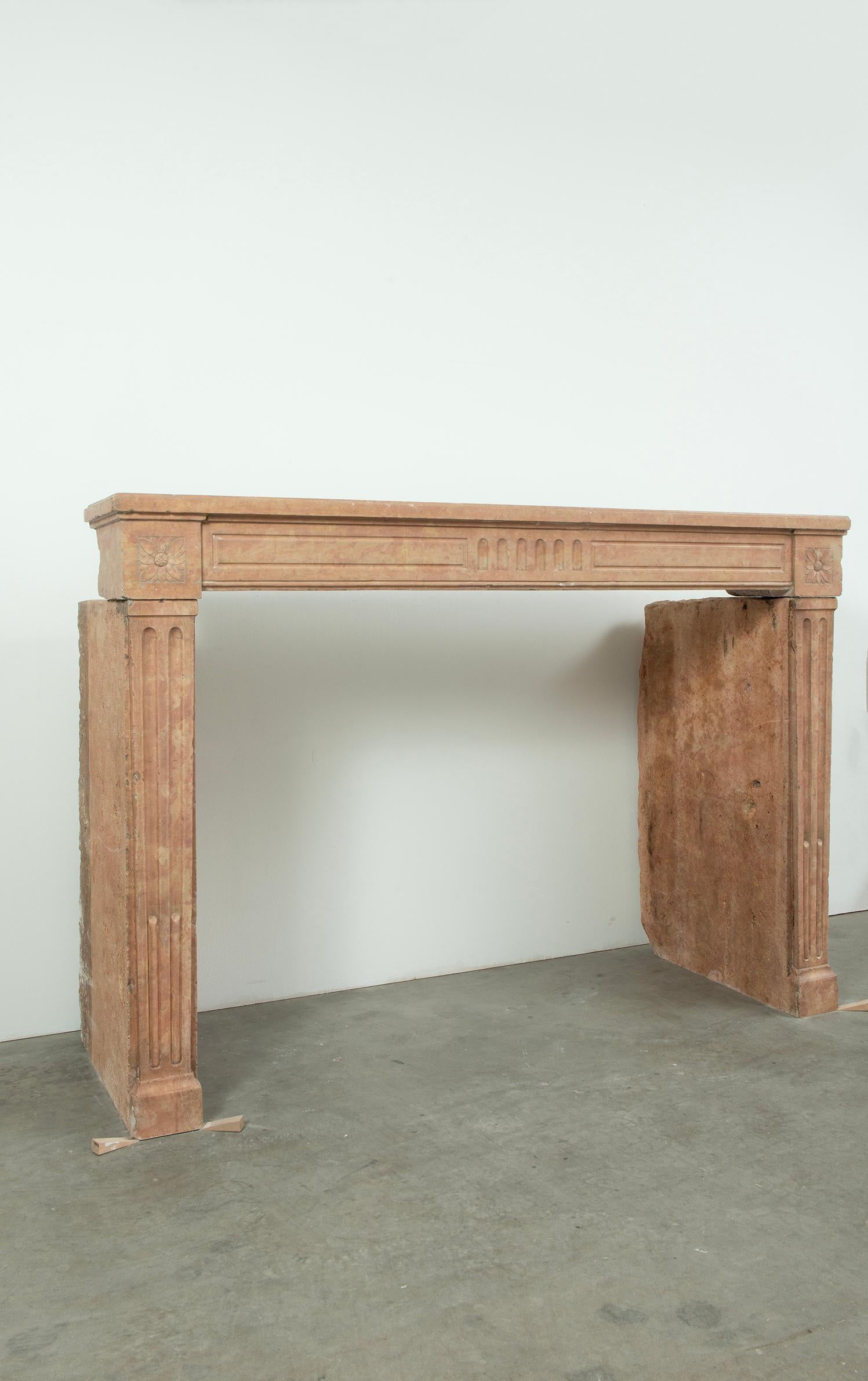 French Louis XVI Limestone Fireplace Mantelpiece For Sale 5