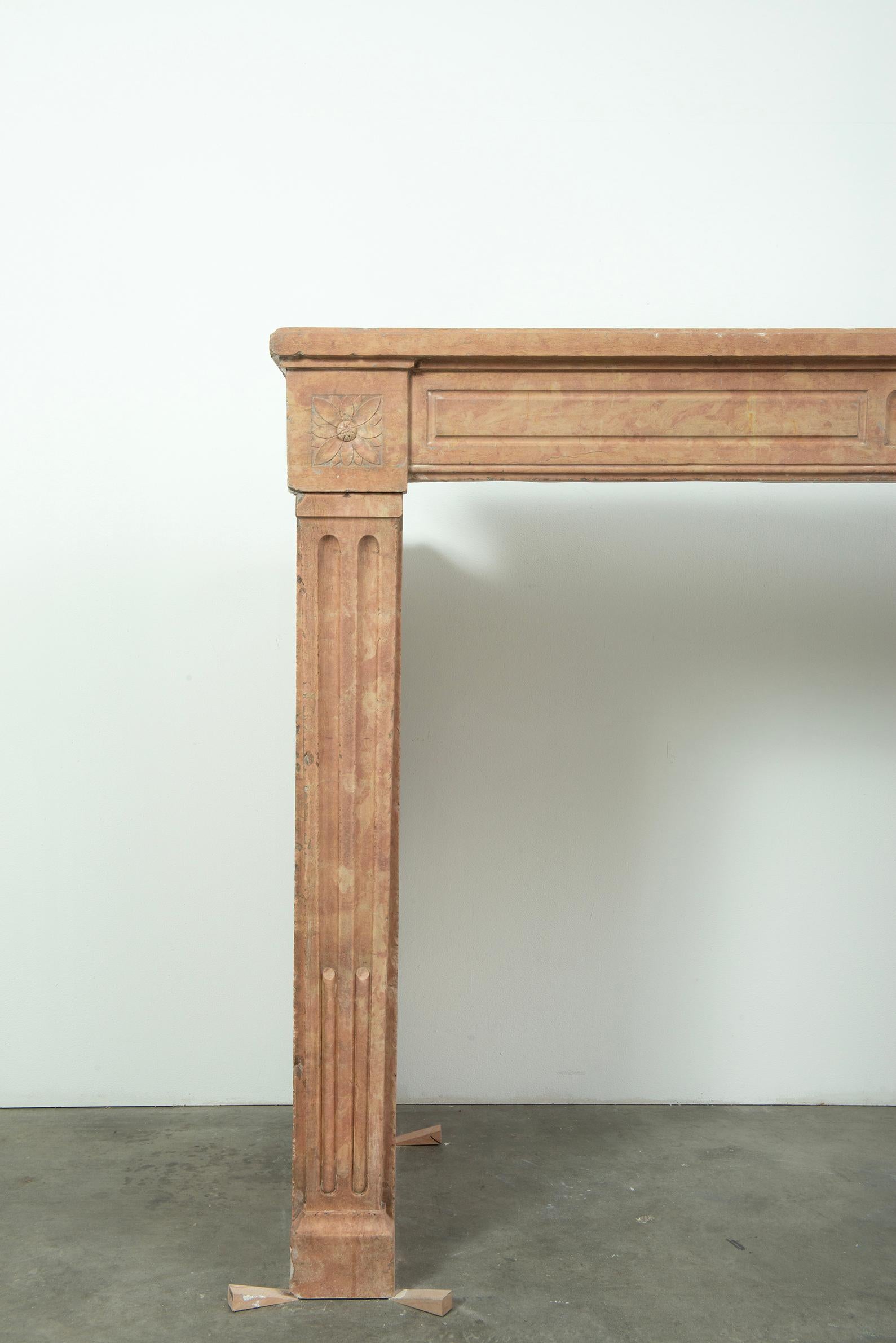 French Louis XVI Limestone Fireplace Mantelpiece For Sale 7