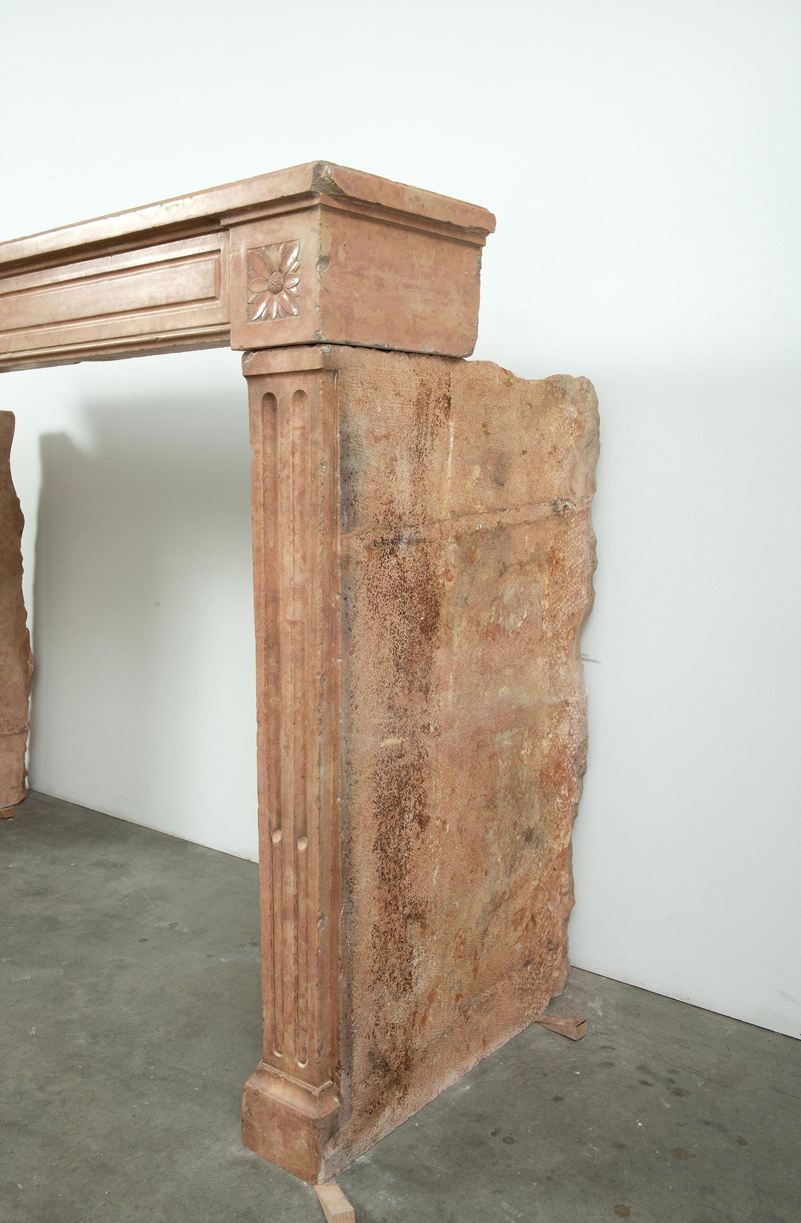 French Louis XVI Limestone Fireplace Mantelpiece For Sale 4