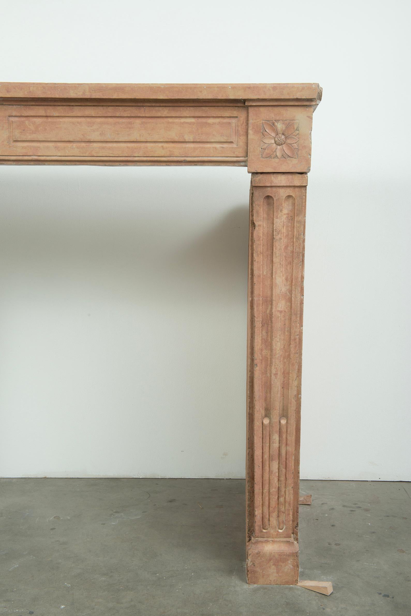 French Louis XVI Limestone Fireplace Mantelpiece For Sale 13