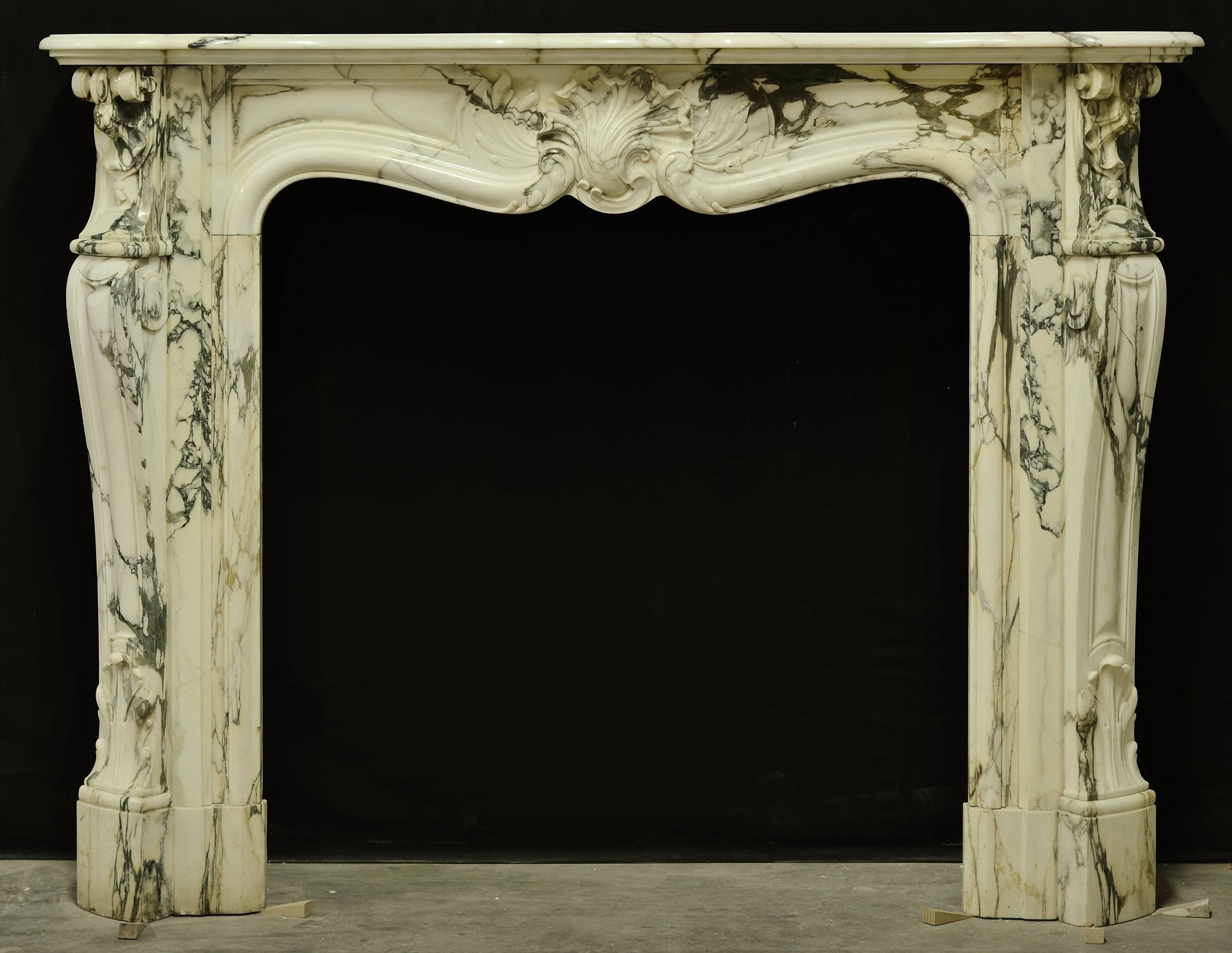 French 19th Century Marble Louis XV Fireplace Mantel from France