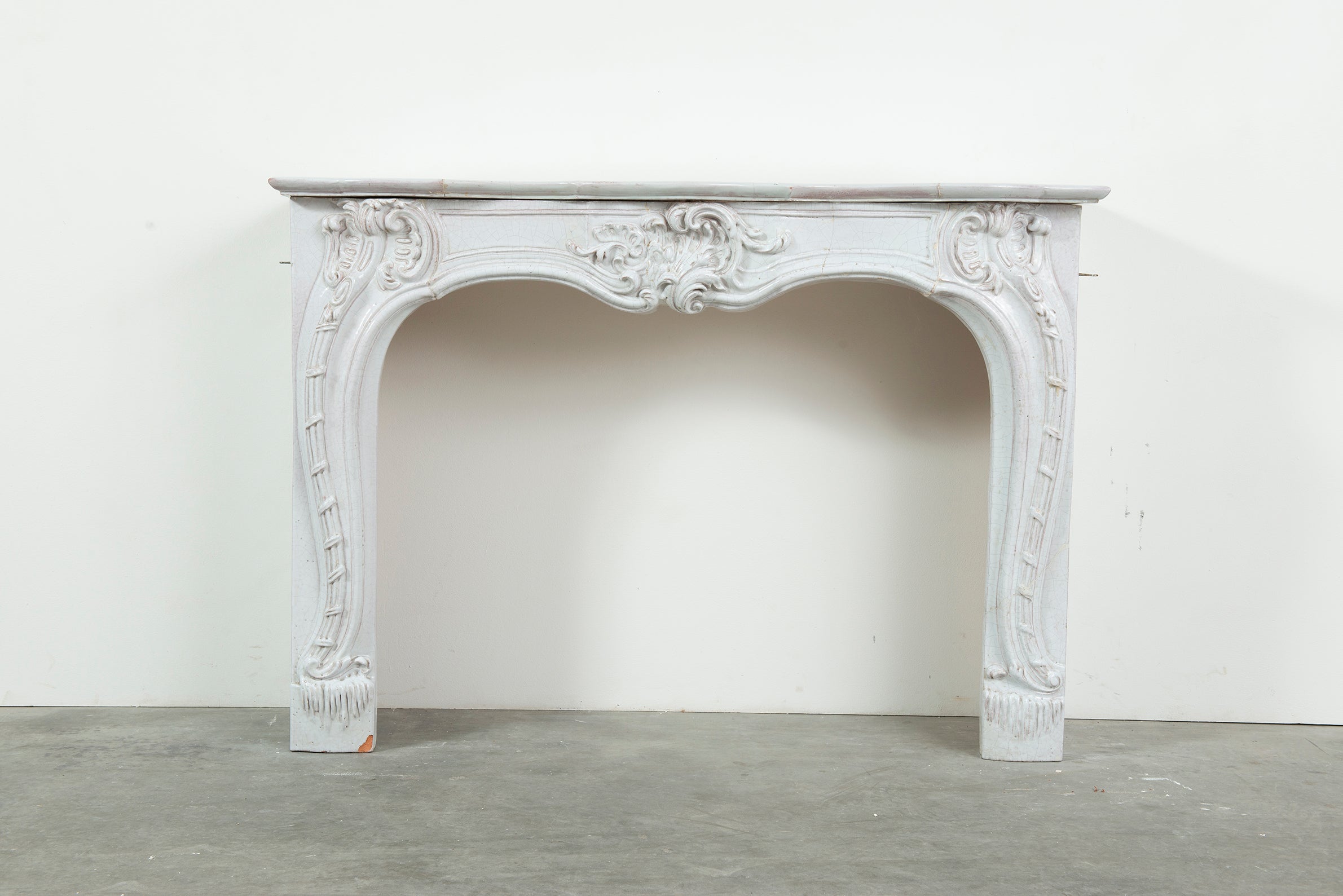 19th c. Porcelain French Rococo Fireplace