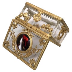 Antique French Empire Dore Bronze Enamel Casket