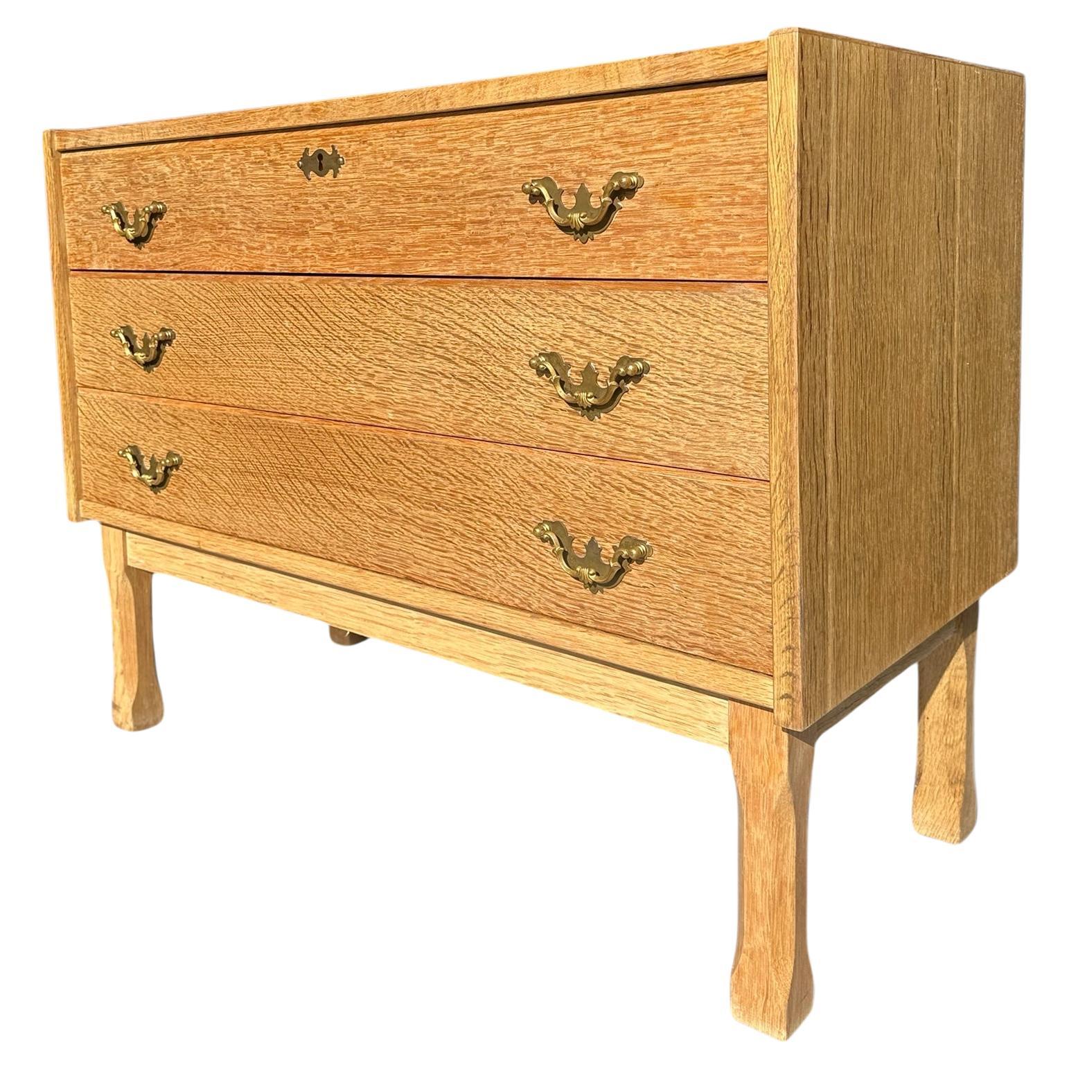 Vintage Henning Kjaernulf attrib. Danish Rustic Brutalist Oak Small Boy Dresser