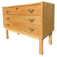 Vintage Henning Kjaernulf attrib. Danish Rustic Brutalist Oak Small Boy Dresser