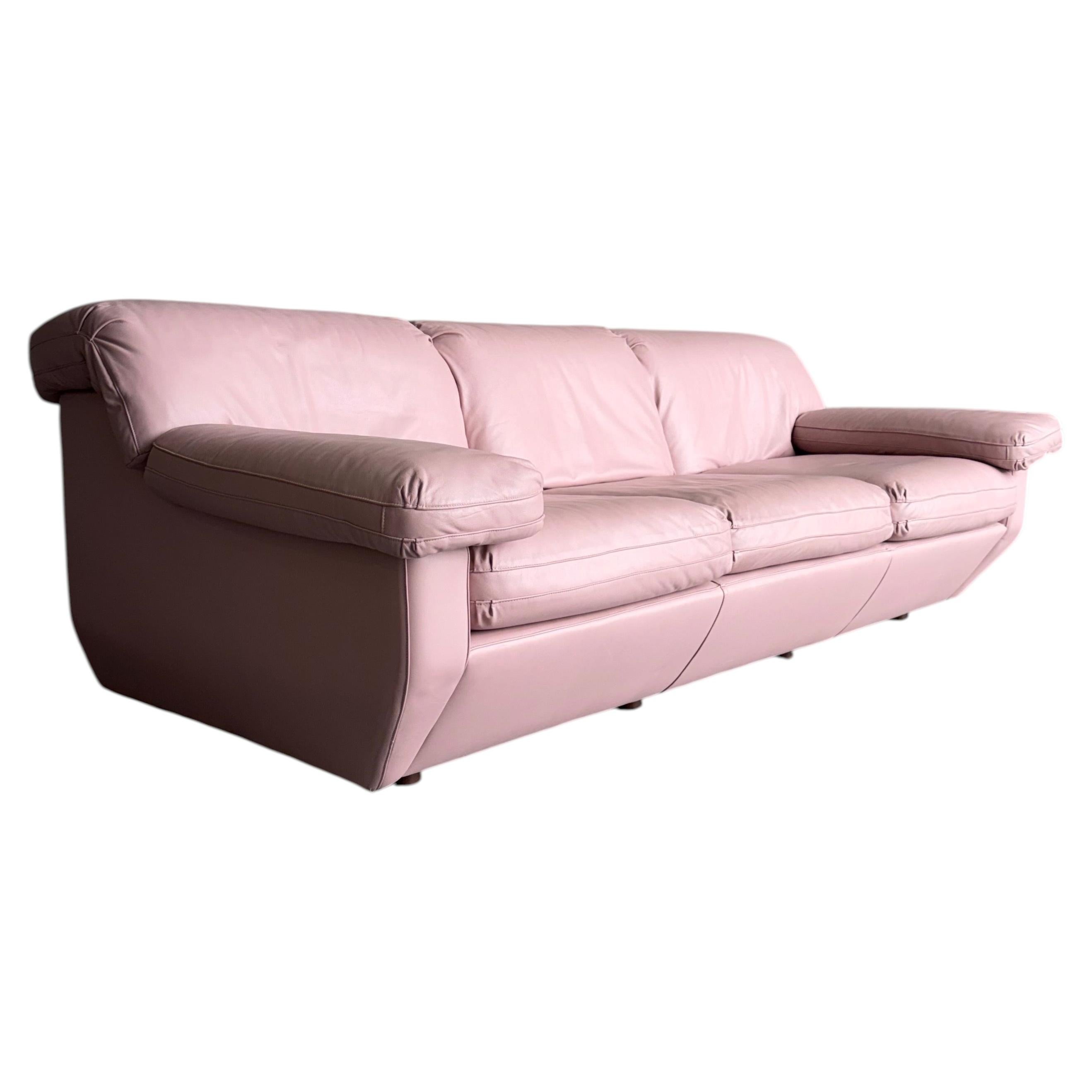 Postmodern 1990’s Sculptural Pink Leather Sofa