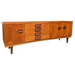 Mid Century Modern English Credenza in African Teak and Rosewood