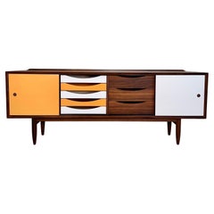 Mid Century Bruno Hansen JP Design Walnut Reversible Door Credenza