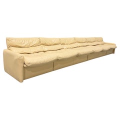 Vintage Italian Style Modular Beige Leather Sofa, 1987