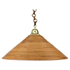 1950s Italian Rattan Pendant Light Attributed to Vivai Del Sud