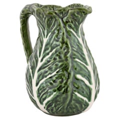 Brocca vintage in ceramica Silea a forma di foglia di cavolo, Francia