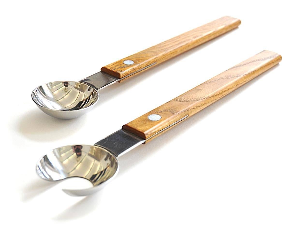This salad cutlery was designed in Austria between 1950-1960. It is made of high grade-steel and wood.