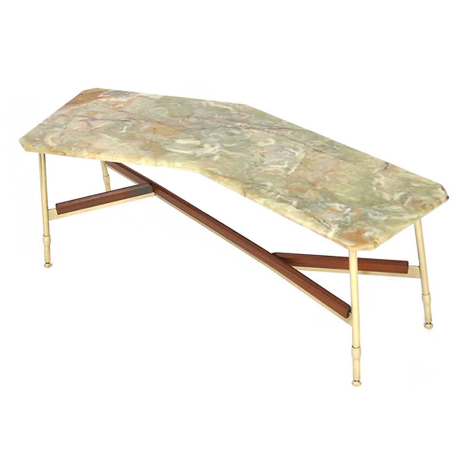 Italian Coffee Table with Onyx Tabletop Made in, Italy, 1950