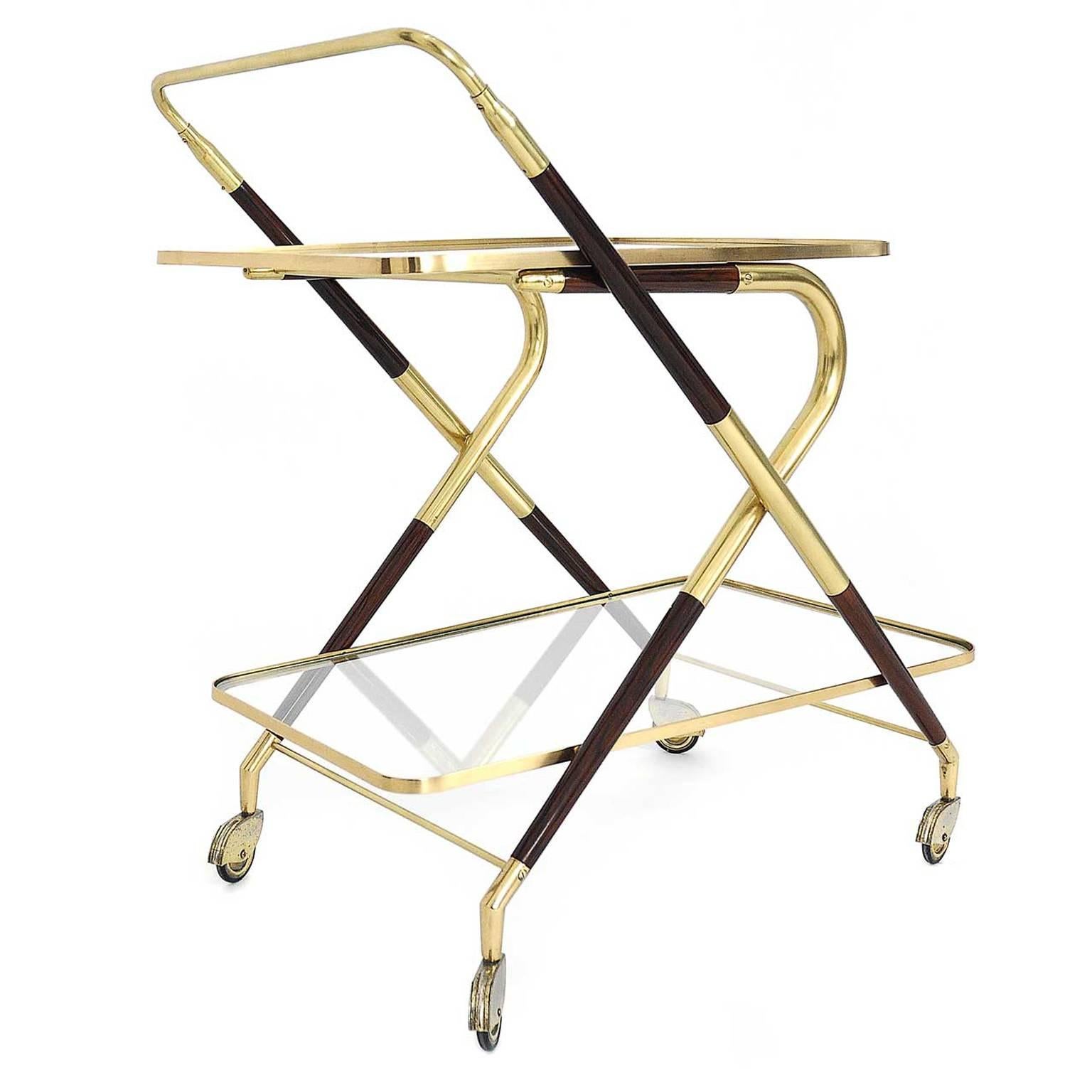 Mid-Century Modern Serving Cart Made of Brass, Italy, 1950 For Sale