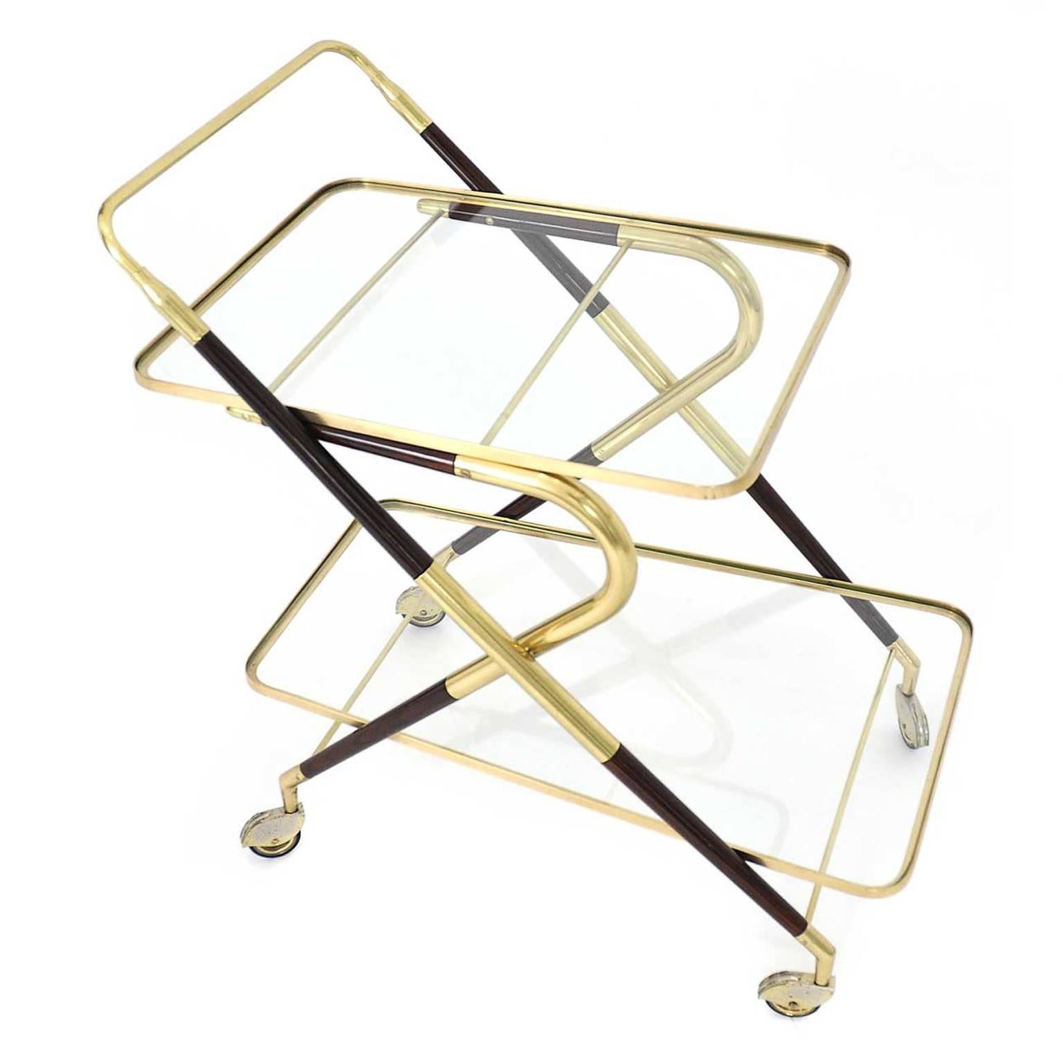 Italian Serving Cart Made of Brass, Italy, 1950 For Sale