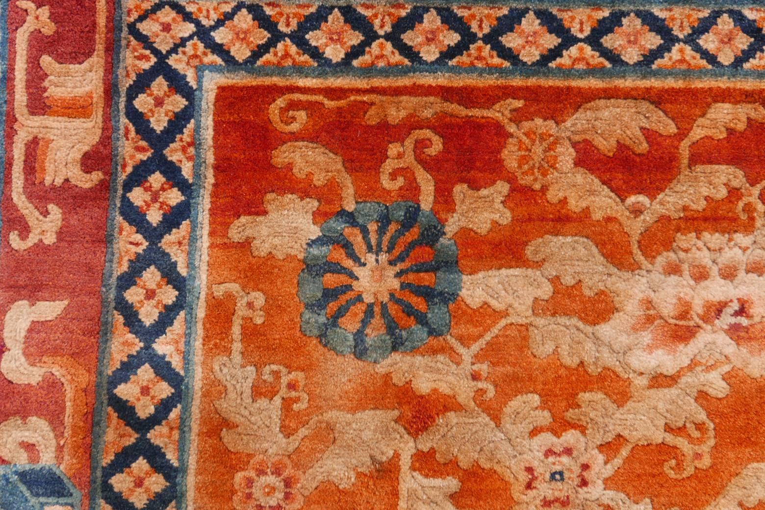 Rare Qing Dynasty Antique Chinese Temple Area Rug Inner Mongolia In Excellent Condition For Sale In Seeshaupt, DE