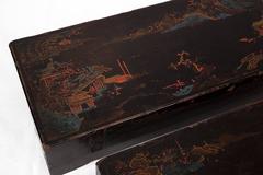 Kangxi Black Lacquer Boxes Polychrome Painting Chinese Qing Dynasty Pair
