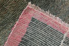 Minimalist Antique Rug from Tibet, Geometric Design Green Khaden