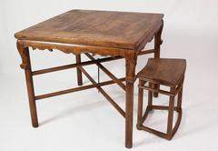 Rare Qianlong Qing Dynasty Convertible Table with Four Stools 18th Century