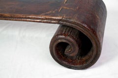 Antique Vintage Chinese Scroll Stand Side Table Elm Wood