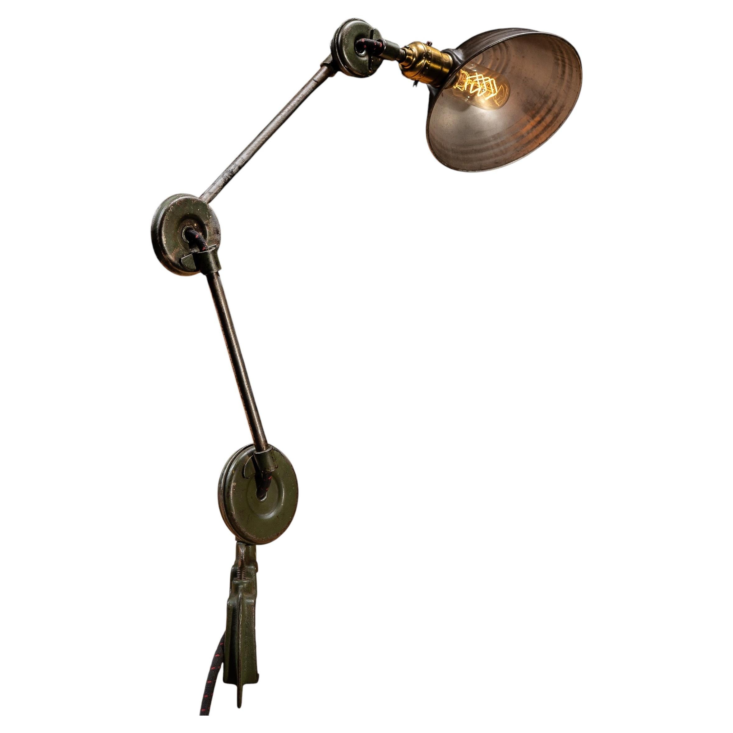 Vintage Industrial Articulating Table Mount Task Lamp For Sale