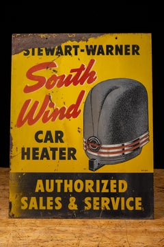 Vintage Double-Sided Painted Metal Stewart-Warner Dealership Advertising Sign