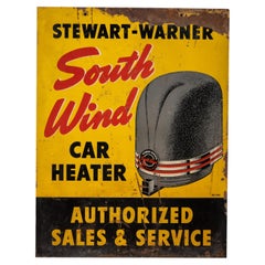 Vintage Double-Sided Painted Metal Stewart-Warner Dealership Advertising Sign