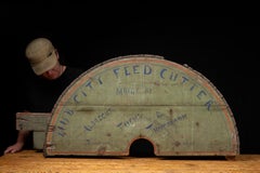 Early 20th C. "Hub City" Feed Cutter Wooden Sign by Albrecht, Fuchs & Thurmann