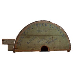 Early 20th C. "Hub City" Feed Cutter Wooden Sign by Albrecht, Fuchs & Thurmann