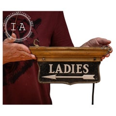 Antique Double-Sided ROG "Ladies" Lighted Directional Restroom Sign