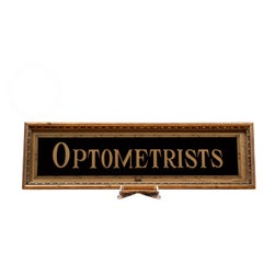 Antique Reverse-Painted "Tallimit" Brass-Tone "Optometrists" Sign