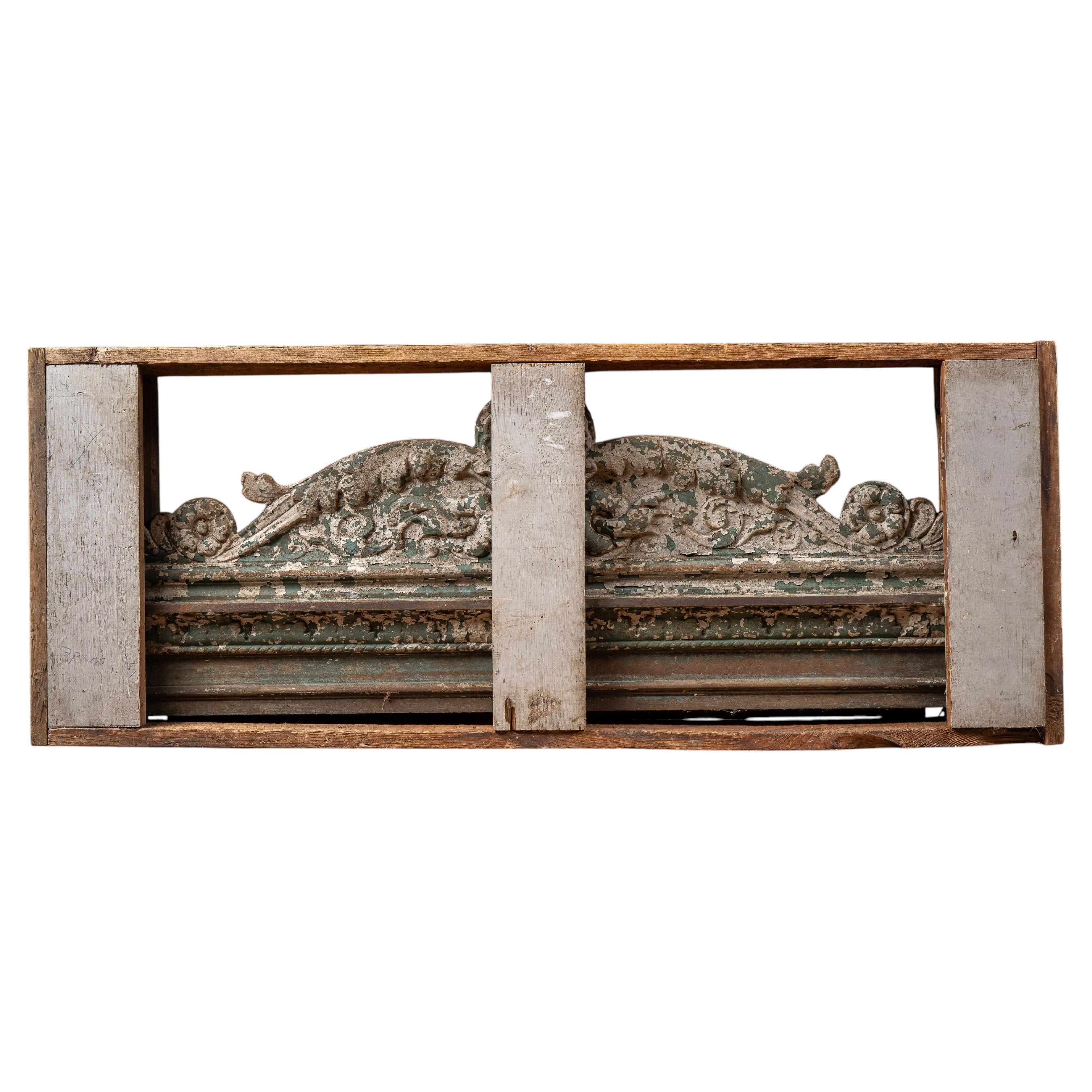 Antique Cast Iron Architectural Pediment For Sale