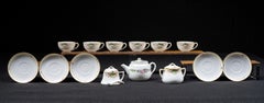 Antique Hand-Painted Japanese Floral Porcelain Tea Service Set for 6 by Nippon