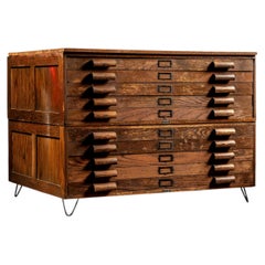 Vintage Oak Double-Stack Flat File by K&E