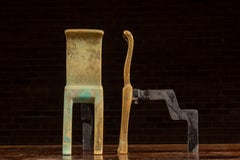 Vintage "Minima" Figural Brass and Cast Iron Andirons by Virginia Metalcrafters