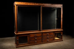 Antique Oak Mercantile Cabinet with Japanned Copper Hardware