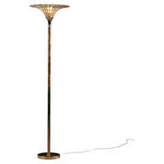 Mid-Century Torchiere Floor Lamp With Capiz Shell Shade
