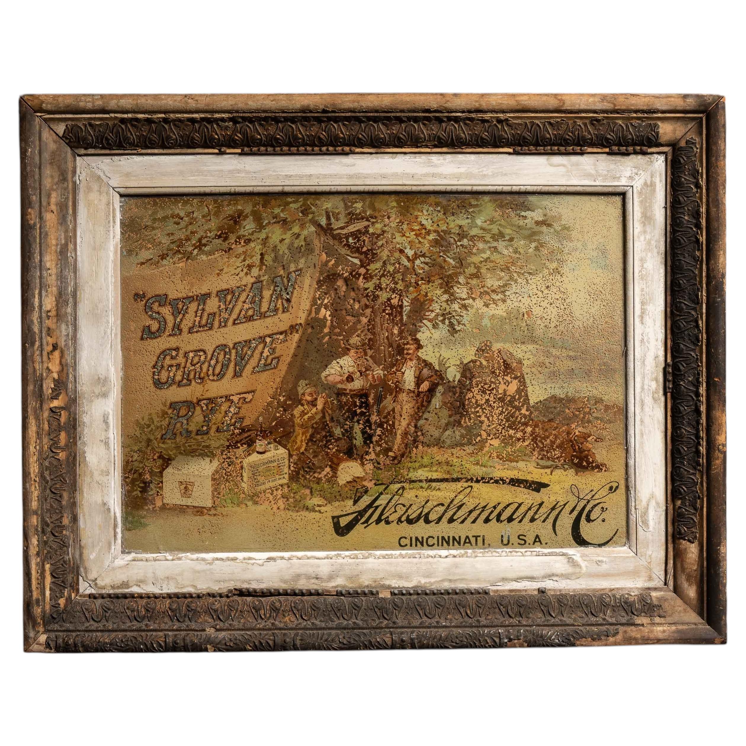 Late 19th Century Reverse-Painted Sylvan Grove Rye Framed Advertising Sign For Sale