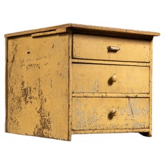 Antique Chippy Painted Industrial Three-Drawer Utility Cabinet