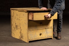 Antique Chippy Painted Industrial Three-Drawer Utility Cabinet