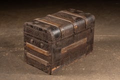 19th Century Immigrant Steamer Trunk with Decorated Interior Partitions
