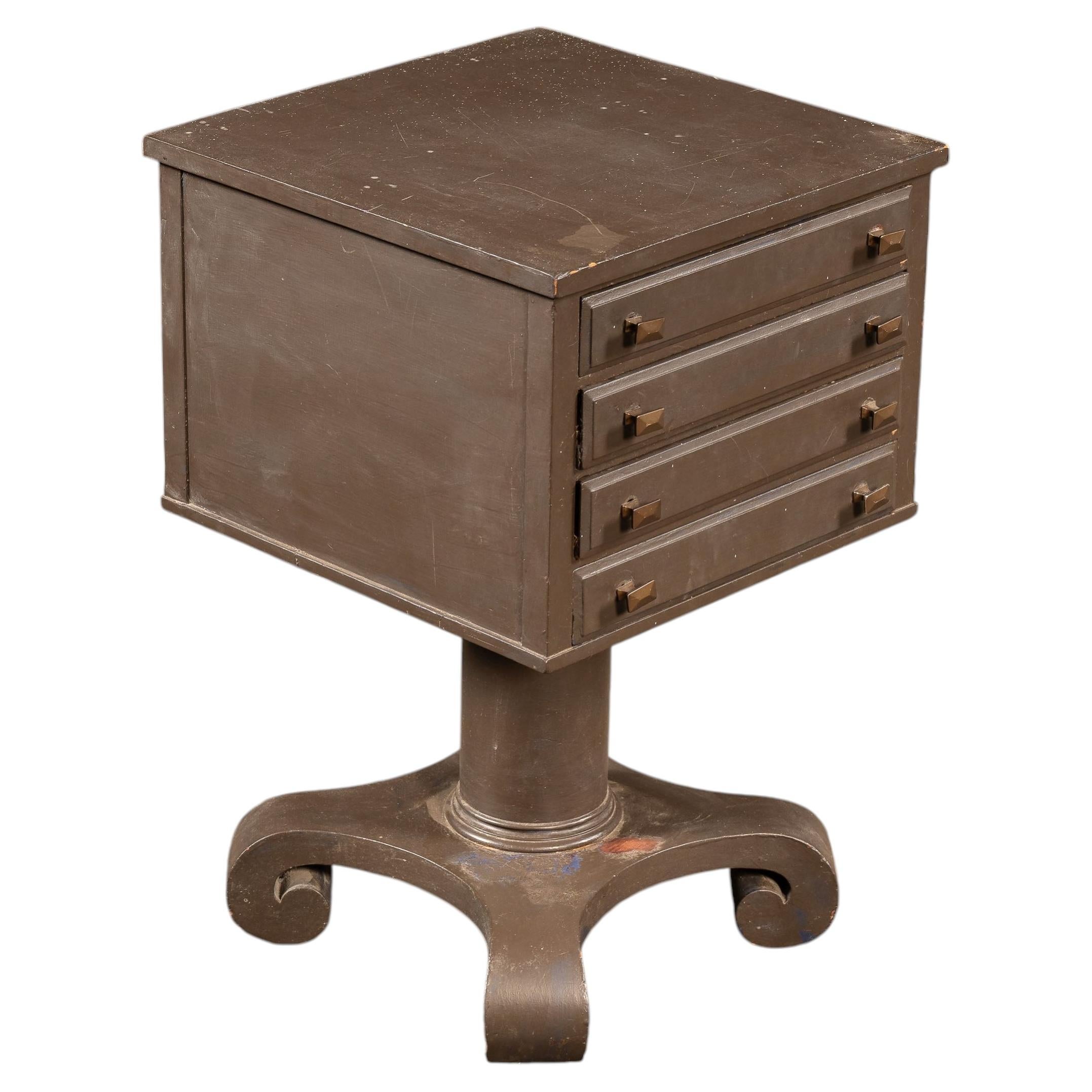 Mid-Century Pedestal-Base Painted Wood Sheet Music Cabinet For Sale