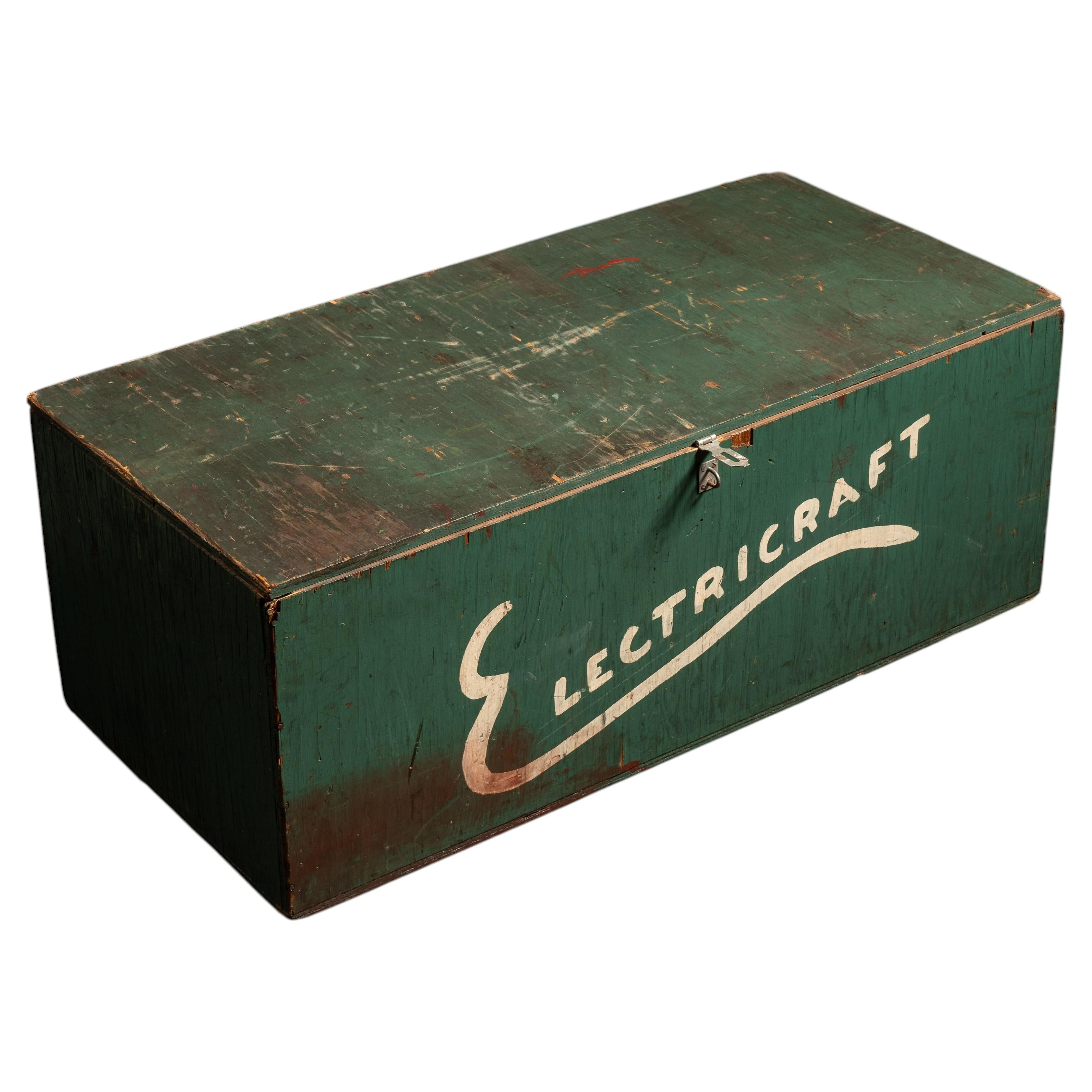 Vintage Electricraft Industrial Shipping Crate Coffee Table For Sale