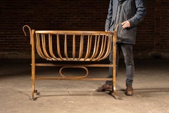 Antique Bentwood Rocking Bassinet Crib with Locking Pin