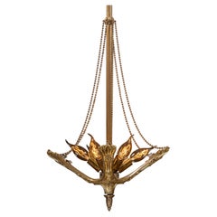 Early 20th Century Pan-Style Chandelier with Draped Bead Chains