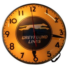 Vintage Greyhound Lines Depot Lighted Pam-Type Clock by Telechron