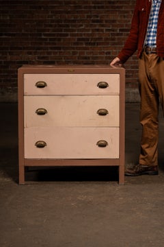 Vintage Metal Lowboy Dresser in Two-Tone Brown Enamel by Simmons