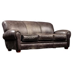Divano vintage in pelle nera di Klaussner