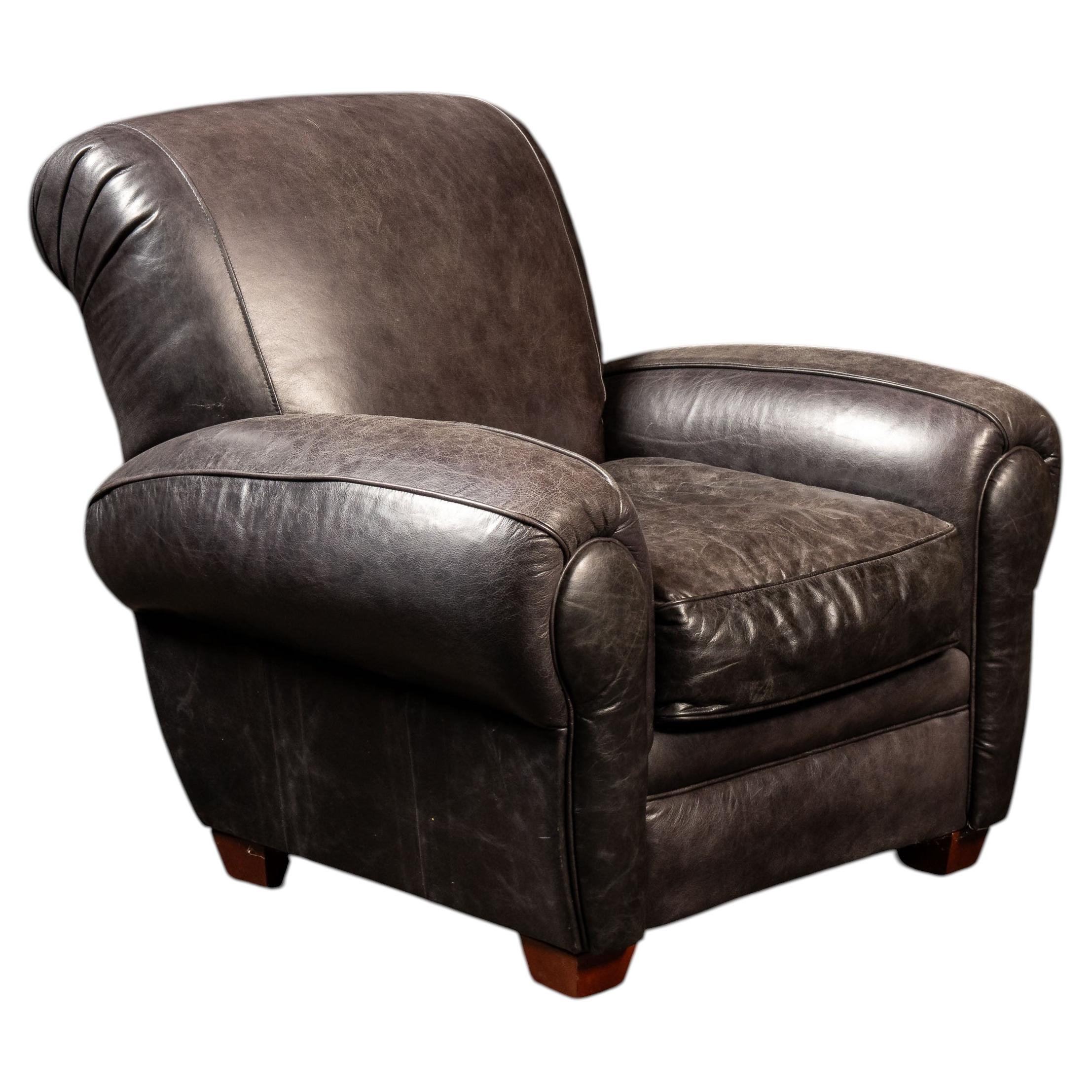 Vintage-Ledersessel im Lounge-Stil in Schwarz von Klaussner