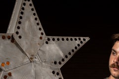 Segno zodiacale vintage in latta traforata a forma di stella illuminata